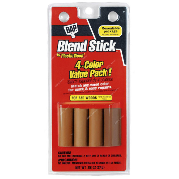 Dap Plastic Wood Blend Stick, 04083, Red Woods, 24GM, 12 Pcs/Pack
