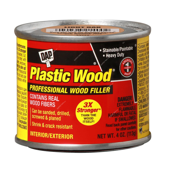 Dap Plastic Wood Professional Wood Filler, 21400, Light Oak, 4 Oz, 12 Pcs/Pack
