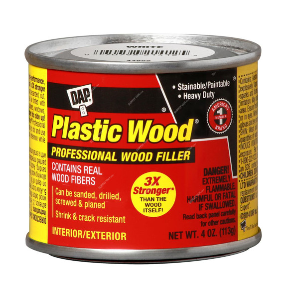 Dap Plastic Wood Professional Wood Filler, 21412, White, 4 Oz, 12 Pcs/Pack