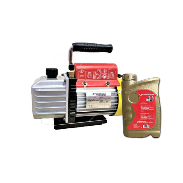 Rothenberger One Stage Vacuum Pump With 1 Litre Mineral Based Oil, 1500050005, 1/4 HP, 2.5 CFM, 2 Pcs/Set