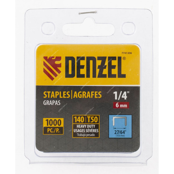 Denzel T50 Staple Pins, 7741306, 6 x 10.6mm, 1000 Pcs/Pack
