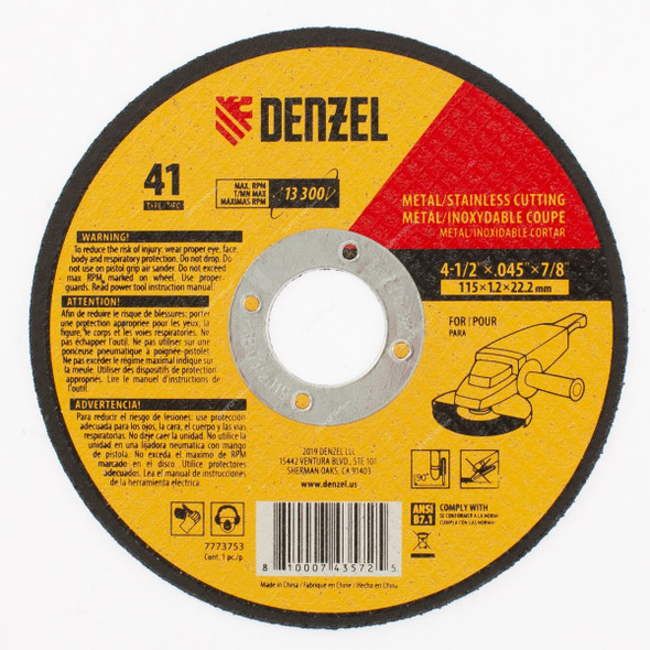 Denzel Metal Grinding Wheel, 7773753, Type 41, 115 x 1.2 x 22.2MM