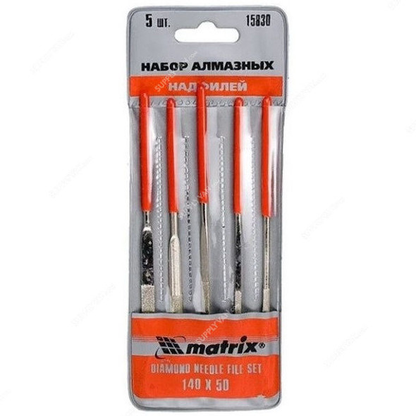 Mtx Diamond Needle File Set, 158309, Steel, P140, 140 x 50MM, 5 Pcs/Set