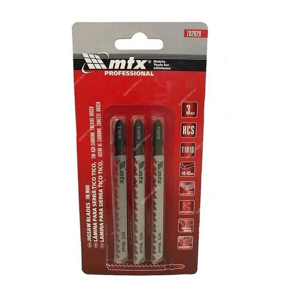 Mtx Jigsaw Blade, 782029, HCS, T101D, 75 x 4MM, 3 Pcs/Pack