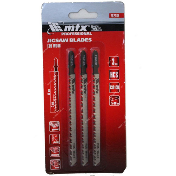 Mtx Jigsaw Blade, 782169, HCS, T301CD, 90 x 3MM, 3 Pcs/Pack