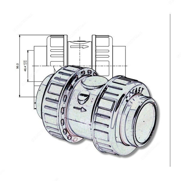 Effast Spring Check Valve, CERCVE020V, CVE Series, PVC-U, 1/2 Inch BSPP, 16 Bar