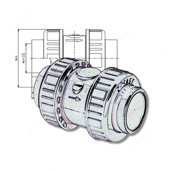 Effast Ball Check Valve, CDRCBD063V, CBD Series, PVC-U, 63MM, 16 Bar