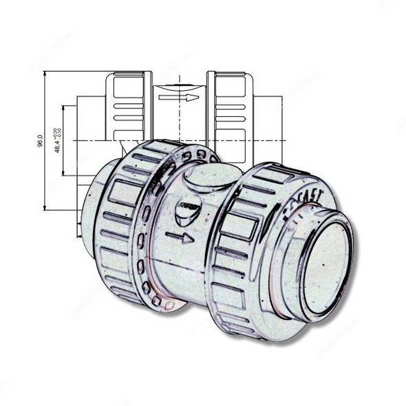 Effast Spring Check Valve, CARCVAT050V, CVA-T Series, PVC-U, 1-1/2 Inch, 16 Bar