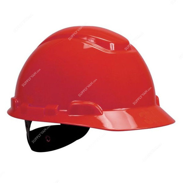 3M Plastic Ratchet Safety Helmet, 3MH-705R, Red