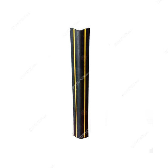 Wall Corner Guard With Yellow Strip, Rubber/GI, 75MM x 75MM Wing Size, 1000MM Length, Black