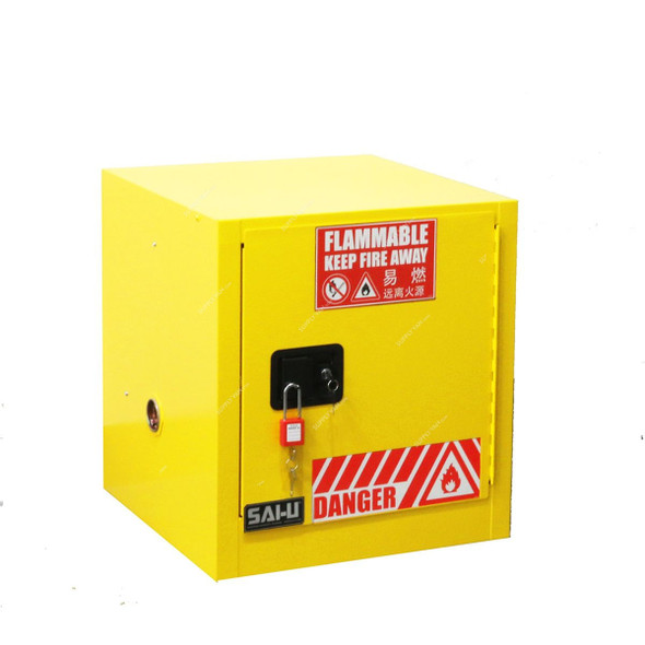 SAI-U Flammable Safety Cabinet, SC0010Y, Single Door, 50 Kg, Yellow