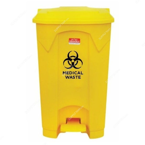 Brooks Medical Waste Bin, BKS-PDL-1189, 50 Ltrs, Yellow