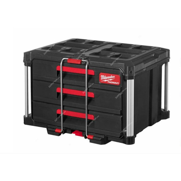 Milwaukee Packout Tool Box with Metal Reinforced Corners, 3 Drawers, 22 Inch, Black