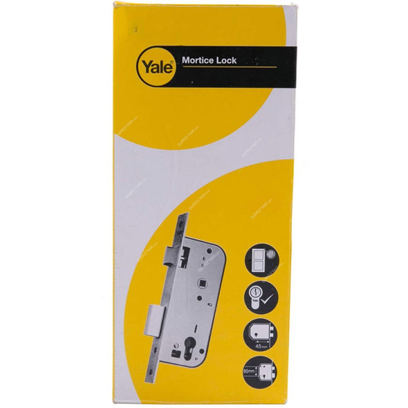 Yale Double Cylinder Mortice Lock With Keys, 60MM, Steel, Gold/Silver