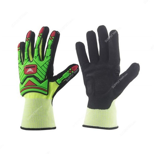 Rigman Impact Gloves, RIG5, XL, High Visibility Green/Black