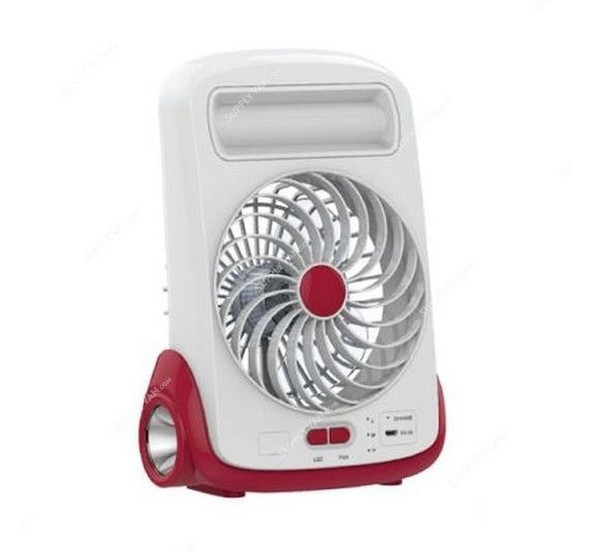 Geepas Rechargeable Mini Fan With Led Torch, GF9618, 5 Inch, 3W