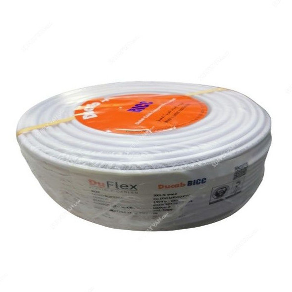 Ducab Three Core Cable, PVC, 2.5MM x 100 Yards, White