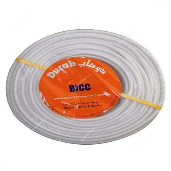 Ducab Three Core Cable, PVC, 4MM x 100 Yards, White