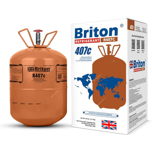 Briton Refrigerant Gas, BR-407C, 11.3 Kg, Orange