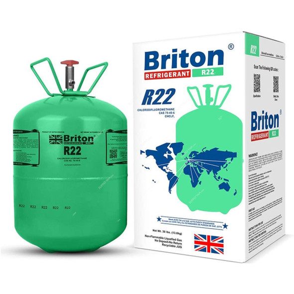 Briton Refrigerant Gas, BR-R22, 13.6 Kg, Green