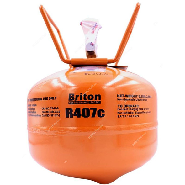Briton Refrigerant Gas, BR-R407CM, 3 Kg, Orange