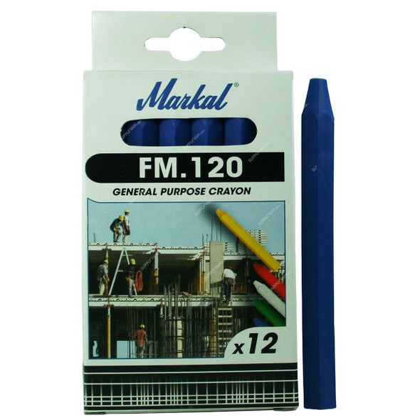 Markal General Purpose Crayon, FM-120, Blue, 12 Pcs/Pack