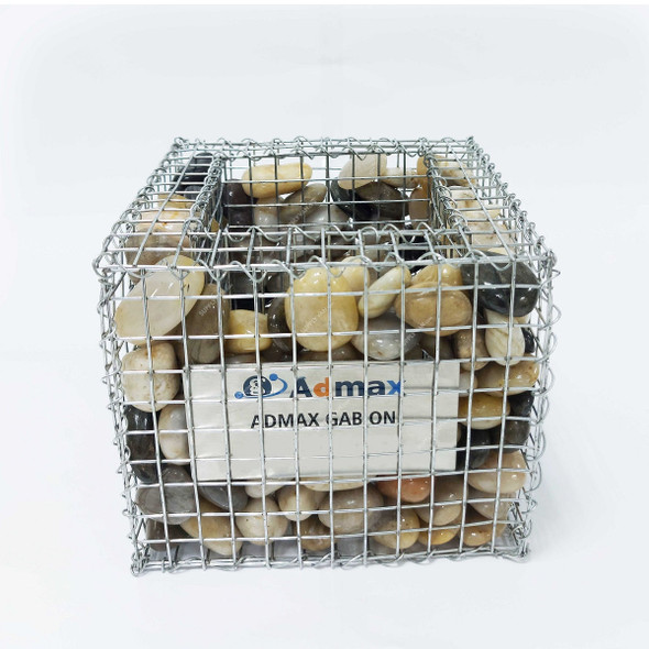 Admax Decorative Mini Gabion Basket With Shiny Pebble, 125MM Length x 125MM Width