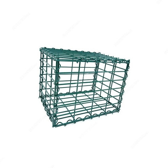 Admax Gabion Basket, Galvanized Steel, 400MM Length x 300MM Width, 6MM Wire Dia, Green