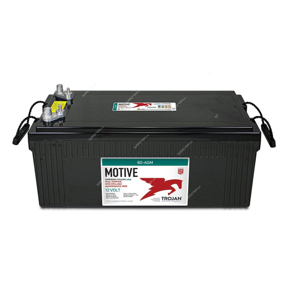 Trojan Motive Dual Purpose AGM Battery, 8D-AGM, 12V, 230 Ah, Black