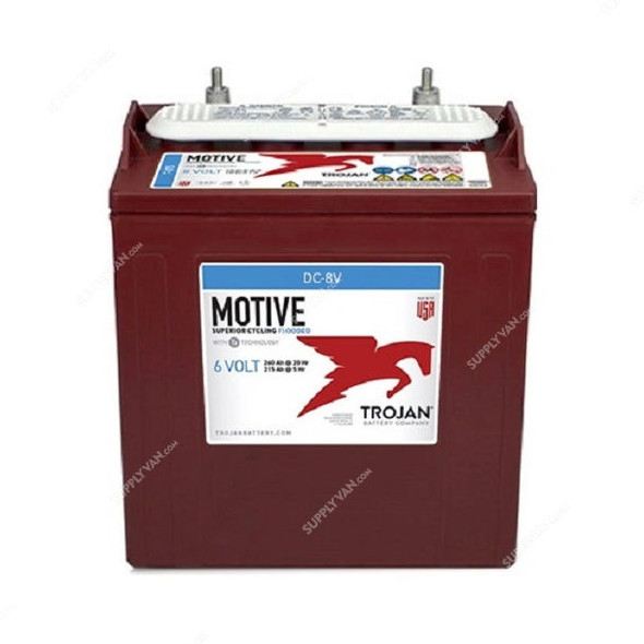 Trojan Motive Deep-Cycle Flooded Battery With T2 Technology, DC-8V, 8V, Maroon