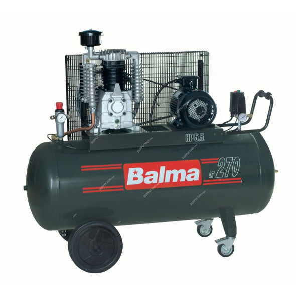 Balma Air Compressor, BAL-NS12S-270CM3, Single Phase, 3 HP, 10 Bar, 270 Ltrs