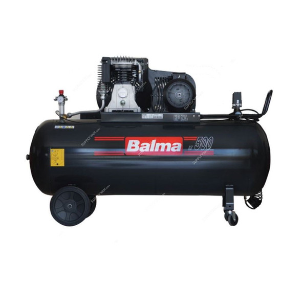Balma Air Compressor, BAL-B6000-500CT7-5, 3 Phase, 2-Stage, 7.5 HP, 11 Bar, 500 Ltrs