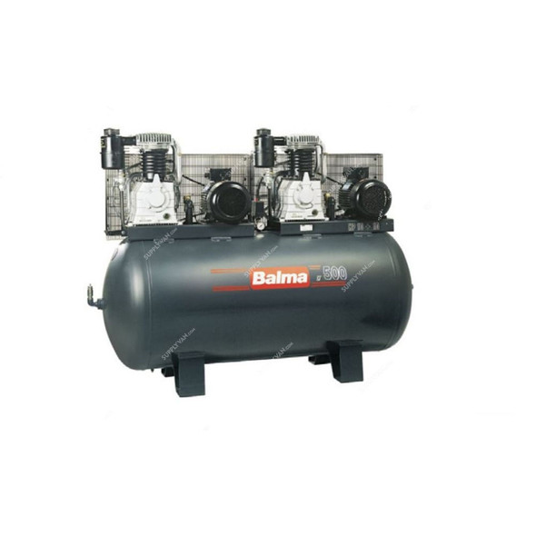Balma Air Compressor, BAL-B5900B-500T5-5, 3 Phase, 2-Stage, 5.5+5.5 HP, 11 Bar, 500 Ltrs