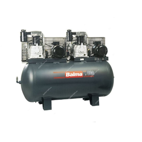 Balma Air Compressor, BAL-B6000-500T7-5, 3 Phase, 2-Stage, 7.5+7.5 HP, 11 Bar, 500 Ltrs