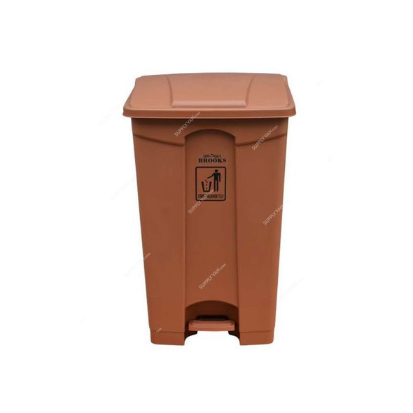 Brooks Pedal Waste Bin, BKS-PDL-298, 68 Ltrs, HDPE, Brown