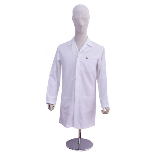 3W Lab Coat, 1164, Cotton, 100CM Height x 52CM Width, L, White