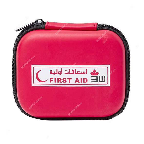 3W Essential First Aid Kit, 3W-9730, 14CM Length x 12CM Width, Red