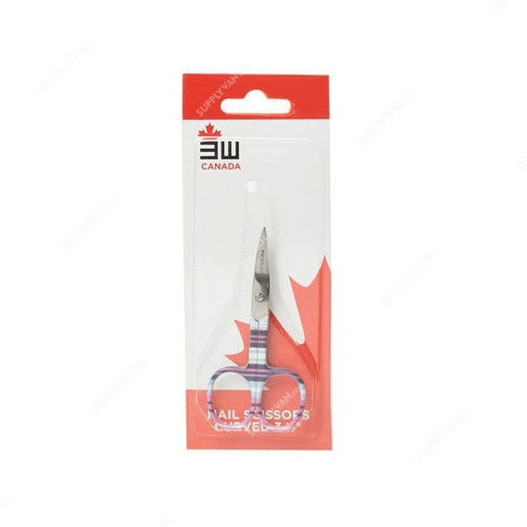 3W Paper Coated Nail Scissor, 11366, Stainless Steel, 9.5CM Length x 1CM Width, Silver/Gold