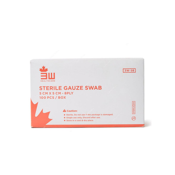 3W Sterile Gauze, NO-98, 5CM Length x 5CM Width, 100 Pcs/Box