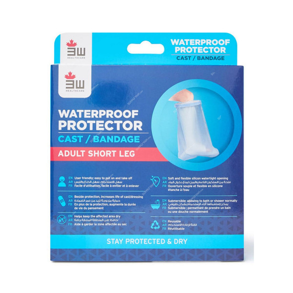 3W Adult Short Leg Waterproof Bandage Protector, 3W-2103, 23.5 x 20CM, Clear