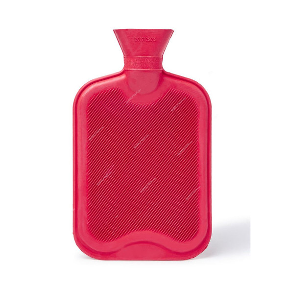 3W Plush Cover Hot Water Bottle, 3W RED-0029, 2 Ltrs, Red