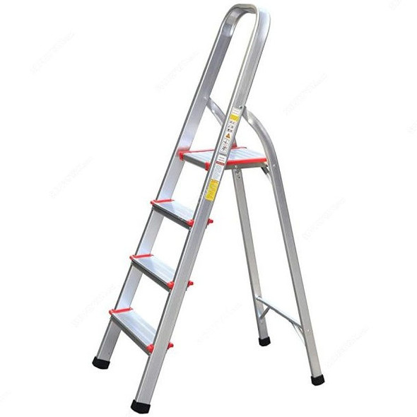 Aqson Aluminium Ladder, ASLA4, 4 Steps, 1 Mtr, Silver