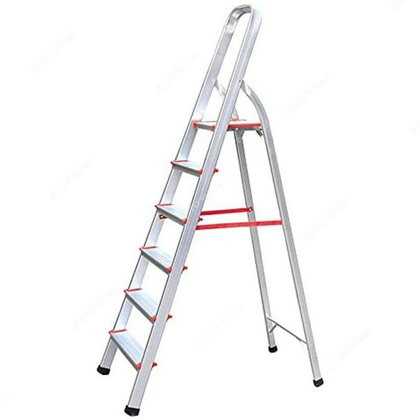 Aqson Aluminium Ladder, ASLA6, 6 Steps, 1.43 Mtrs, Silver