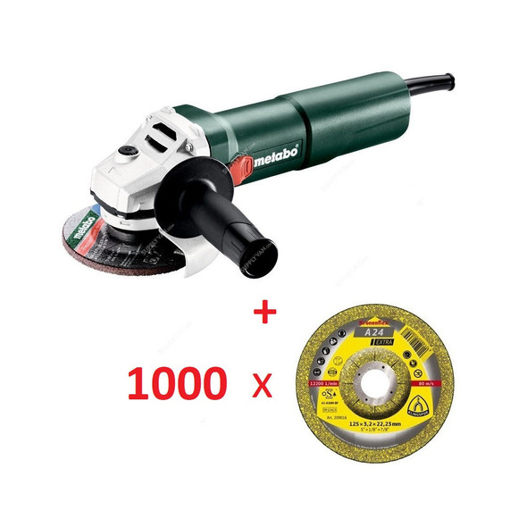 Metabo Angle Grinder With 1000 Pcs 4.5 Inch Steel Cutting Discs, W1100-115, 603613000, 1100W