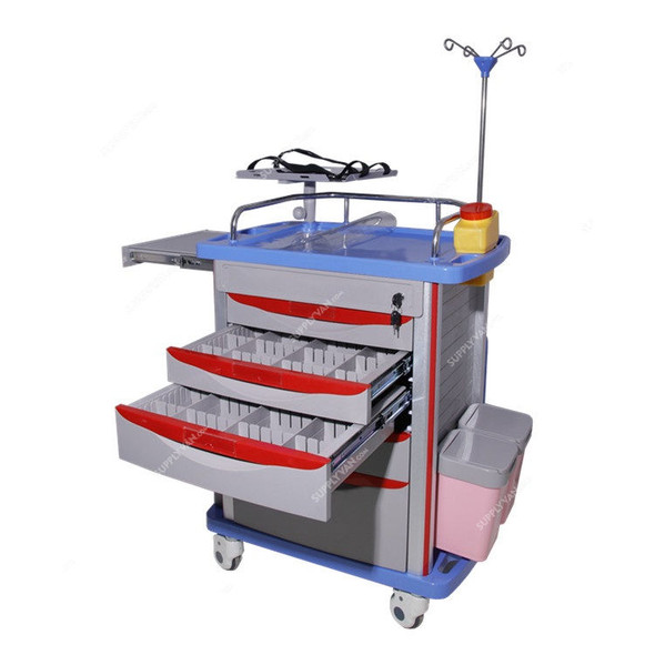 Bestran Medical Emergency Trolley, BT-EY001, ABS/Steel, 5 Drawer
