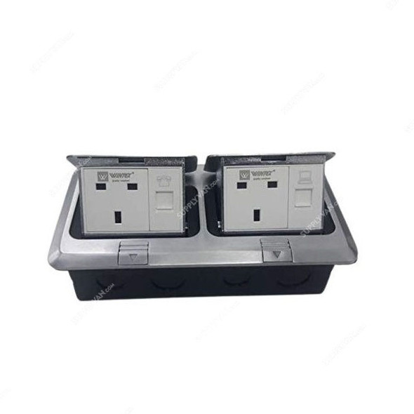 Wintex Double Socket Floor Switch, B08NB5FGTM, 10A, 110-220V