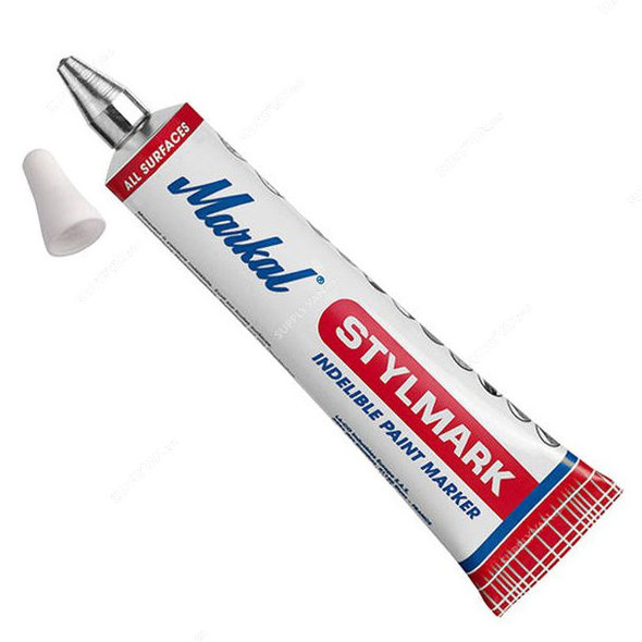 Markal Stylmark Paint Marker, 3MM, White, 6 Pcs/Pack