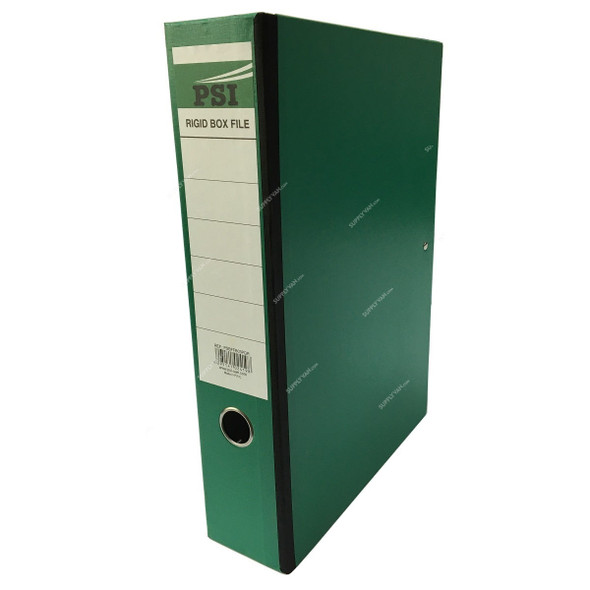 PSI Box File, PSBFFB03PGR, PVC, F/C, 3 Inch, Green
