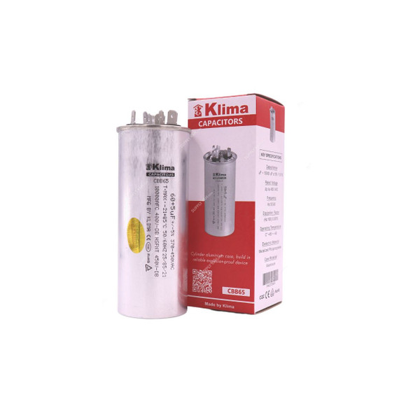 Klima Capacitor, CBB65, 60+5UF, 370-450VAC