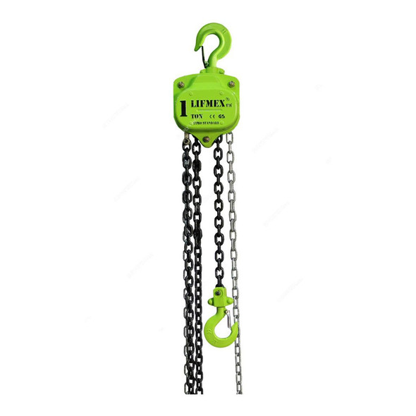 Lifmex Chain Block With Test Certification, LCB1, 1 Ton Capacity, 6 Mtrs